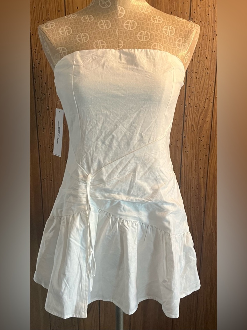 Princess Polly Strapless White Drawstring Mini Dress - Picture 5 of 7